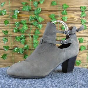 Gentle Souls‎ Boxford Women 8.5 Gray Leather Cutout Booties Block Heel Zip
